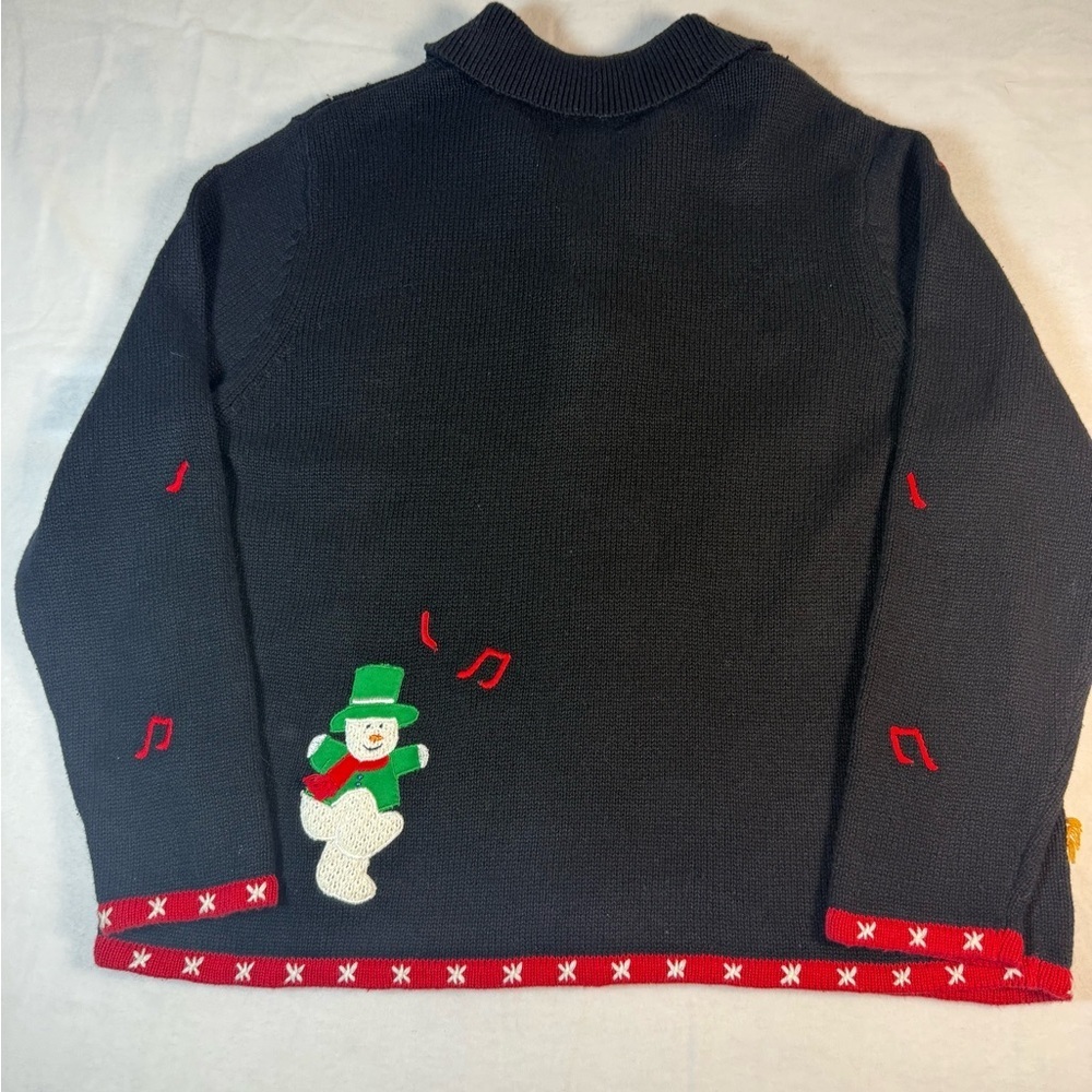 Studio Joy Black Zip-up Cardigan with Snowmen Size 1X - Picture 8 of 11